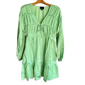 Lumiere Green Tiered Long Sleeve Sundress